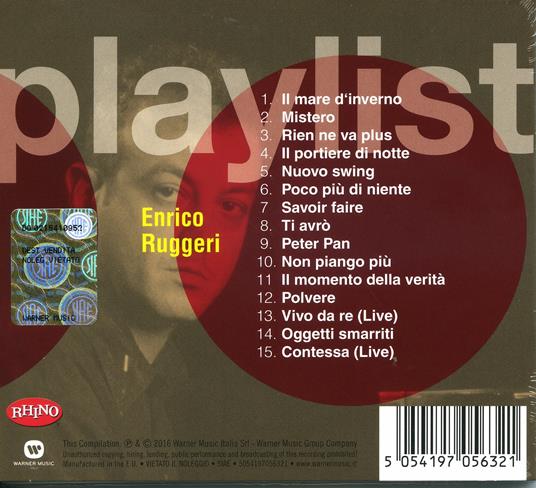 Playlist. Enrico Ruggeri - CD Audio di Enrico Ruggeri - 2