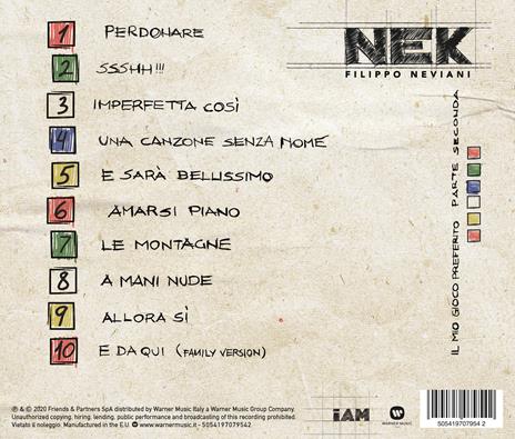 Il mio gioco preferito. Parte seconda - CD Audio di Nek - 2