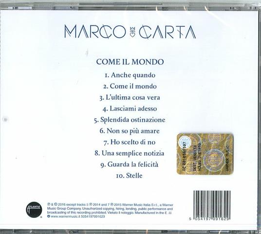 Come il mondo - CD Audio di Marco Carta - 2