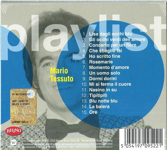 Playlist. Mario Tessuto - CD Audio di Mario Tessuto - 2