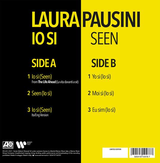 Io sì (Seen) (Limited, Numbered & Yellow Coloured 180 gr. Vinyl Edition)  (Colonna Sonora)