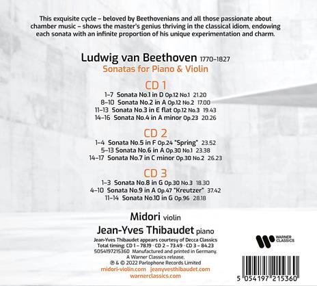 Sonata per pianoforte e violino - CD Audio di Ludwig van Beethoven,Jean-Yves Thibaudet,Midori - 2