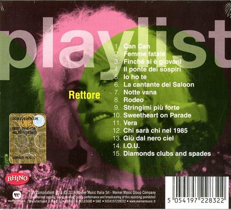 Playlist. Donatella Rettore - CD Audio di Donatella Rettore - 2