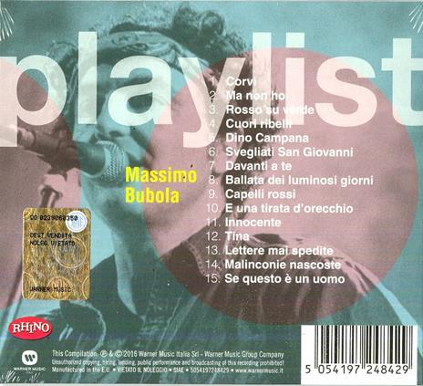 Playlist. Massimo Bubola - CD Audio di Massimo Bubola - 2