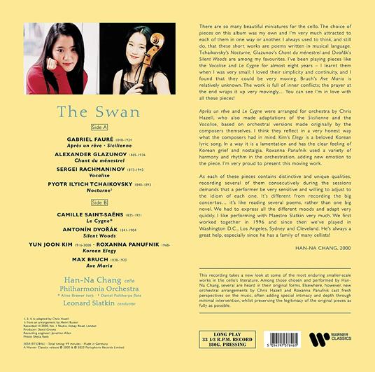 The Swan. Classic Works for Cello and Orchestra - Vinile LP di Leonard Slatkin,Han-Na Chang,Philharmonia Orchestra - 2