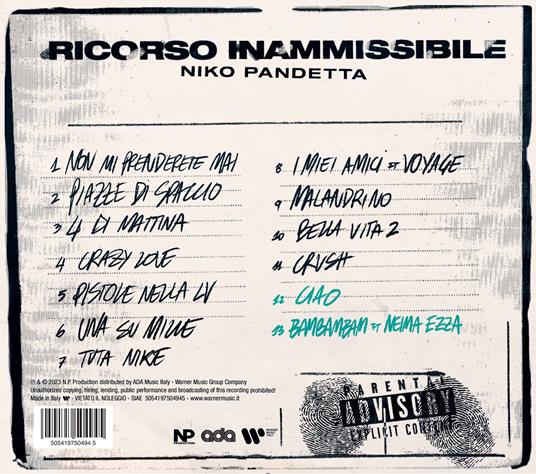Ricorso inamissibile - CD Audio di Niko Pandetta - 2