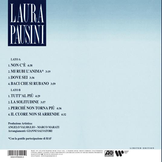 Laura Pausini (LP 180 gr. Blue Vinyl - Limited & Numbered Edition) - Vinile LP di Laura Pausini - 3