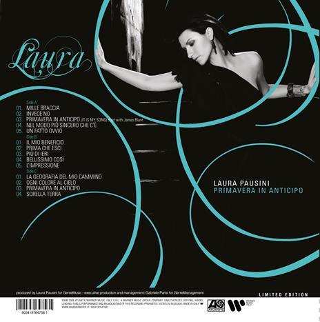 Primavera in anticipo (180 gr. Tiffany Blue Vinyl - Limited & Numbered Edition) - Vinile LP di Laura Pausini - 3