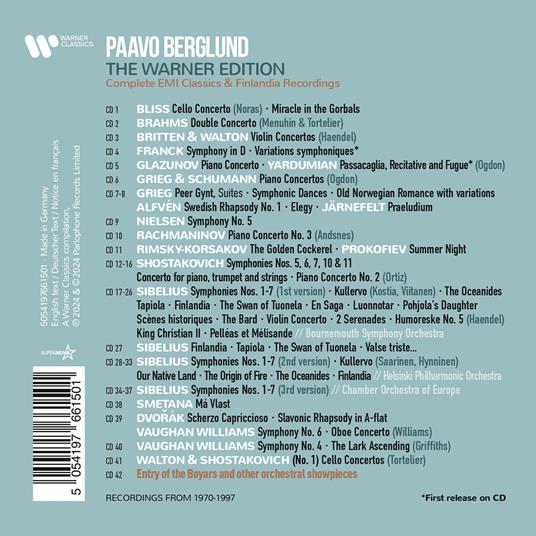 The Warner Edition. Complete EMI Classics & Finlandia Recordings - CD Audio di Paavo Berglund - 2
