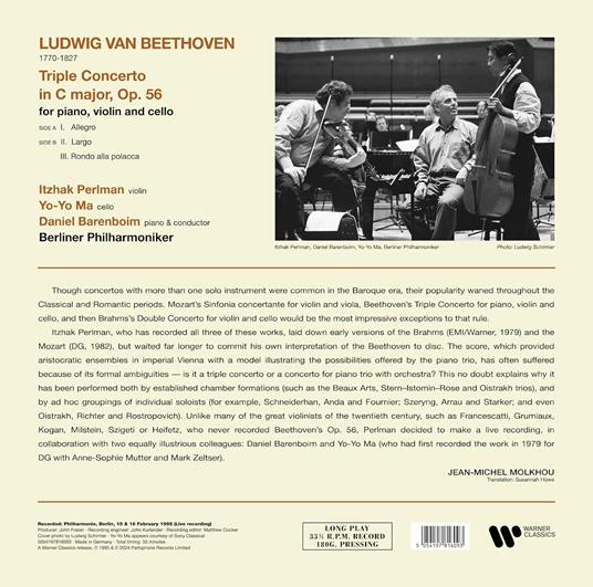 Triple Concerto - Vinile LP di Ludwig van Beethoven,Itzhak Perlman,Berliner Philharmoniker - 2