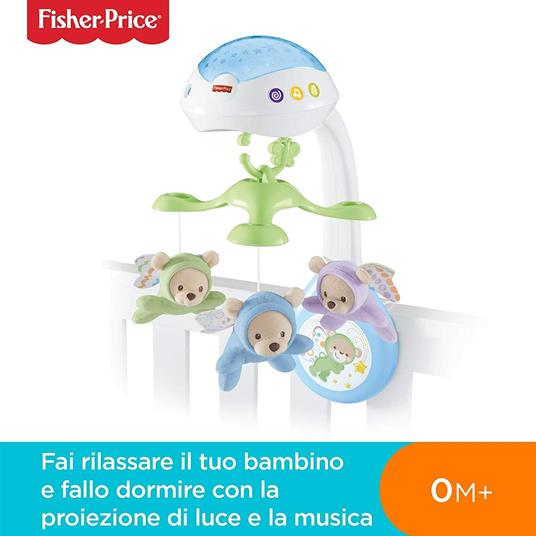 Fisher-Price CDN41 Giostrina degli Orsetti, Proiettore di Luci e Suoni per il Lettino, Per neonati (0+ mesi), Multicolore - 2