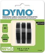 Dymo S0847730 Etichette Autoadesive a Rilievo in Vinile, Rotoli da 9 mm x 3 m, Stampa Bianco su Nero, Confezione da 3