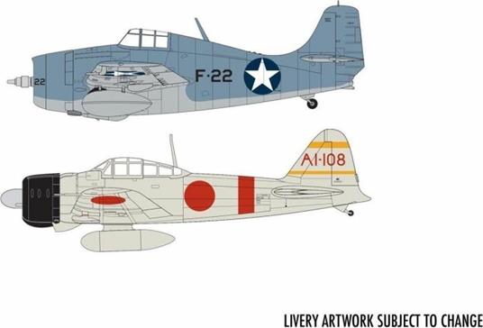 Airfix Grumman F-4F4 Wildcat & Mitsubishi Zero Dogfight Double Aereo In Plastica