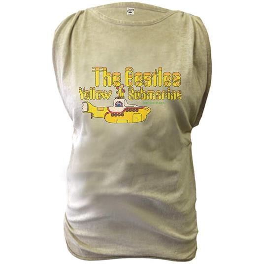 T-Shirt Donna Tg. L Beatles. Oil Washed Yellow Submarine Green