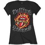 T-Shirt Donna The Rolling Stones. Flaming Tattoo Tongue