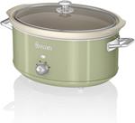 SWAN SF17031GN Retro Crock-Pot 6,5 L Slow Cooker Pentola Rimovibile in Ceramica Antiaderente 320W Verde