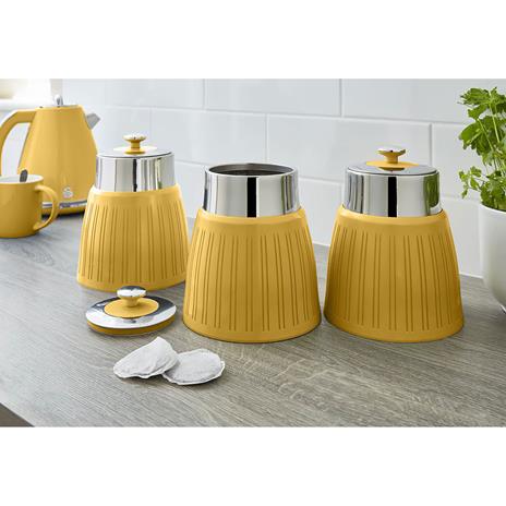 SWAN SWKA1024YELN Retro Set di 3 Barattoli cucina da 1,2 L, Ermetico Té, Spezie, Design Vintage Giallo - 2