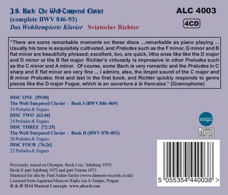 Il clavicembalo ben temperato (Das Wohltemperierte Clavier) - CD Audio di Johann Sebastian Bach,Sviatoslav Richter - 2