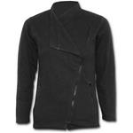 Metal Streetwear. Slant Zip Women Biker Jacket Black