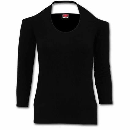 Maglia Donna Manica Lunga Spiral. Gothic Rock Scoop Halter-neck Long Sleeve Top