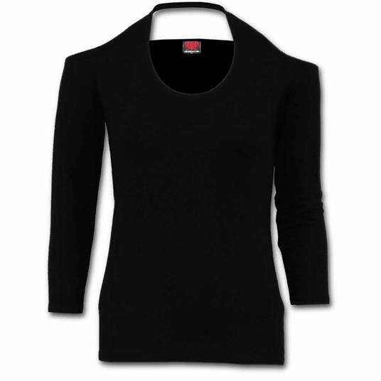 Maglia Donna Manica Lunga Spiral. Gothic Rock Scoop Halter-neck Long Sleeve Top