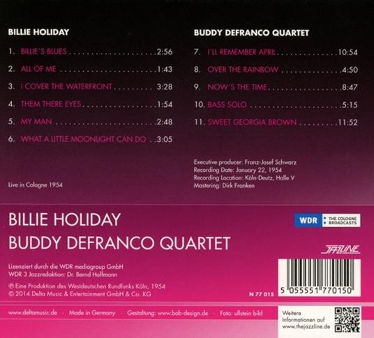 Live in Cologne 1954 - CD Audio di Billie Holiday,Buddy De Franco - 2
