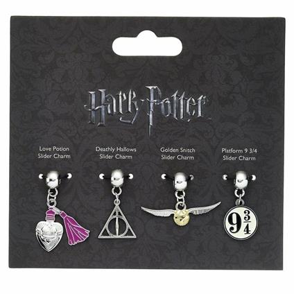 Set 4 Ciondoli Harry Potter: Snitch/Deathly Hallows/Potion/Platform