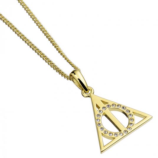 Harry Potter: Sterling Silver Deathly Hallows Gold Plated Necklace  Embellished With Swarovski Crystals (Collana) - The Carat Shop - Idee  regalo