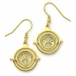 Harry Potter: Sterling Silver Gold Plated Time Turner Drop Earrings Embellished with Swarovski Crystals (Orecchini)
