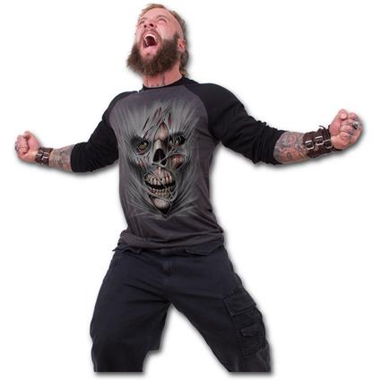 Maglia Manica Lunga Unisex Tg. S Spiral. Stitched Up. Raglan Baseball Contrast Black Charcoal