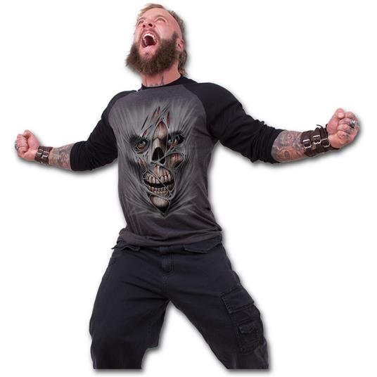 Maglia Manica Lunga Unisex Tg. S Spiral. Stitched Up. Raglan Baseball Contrast Black Charcoal