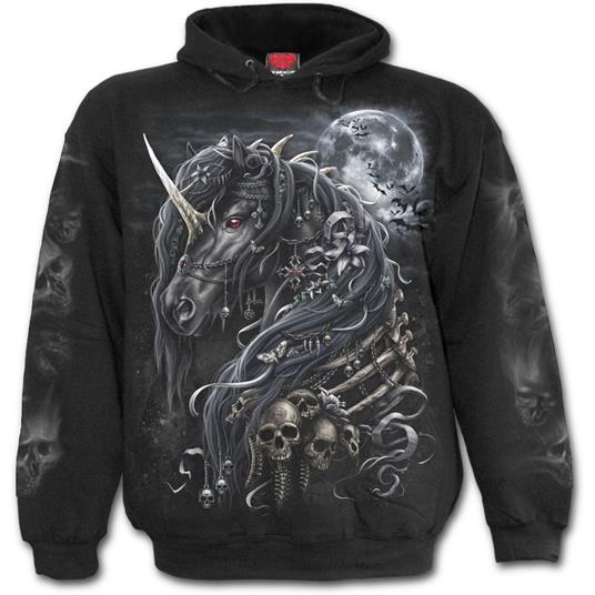 Felpa Con Cappuccio Unisex Tg. M Spiral. Dark Unicorn Black