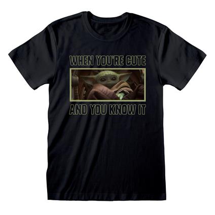 T-Shirt Unisex Tg. M. Star Wars: The Mandalorian Cute And Knows It