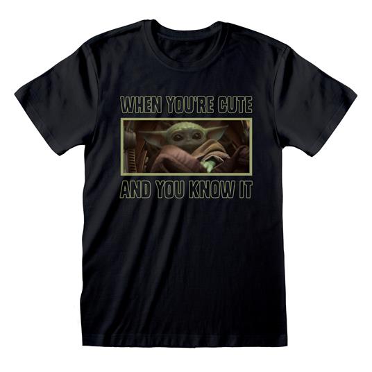 T-Shirt Unisex Tg. M. Star Wars: The Mandalorian Cute And Knows It