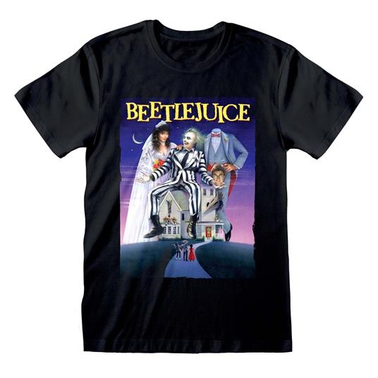 T-Shirt Unisex Tg. S Beetlejuice: Poster Black Logo