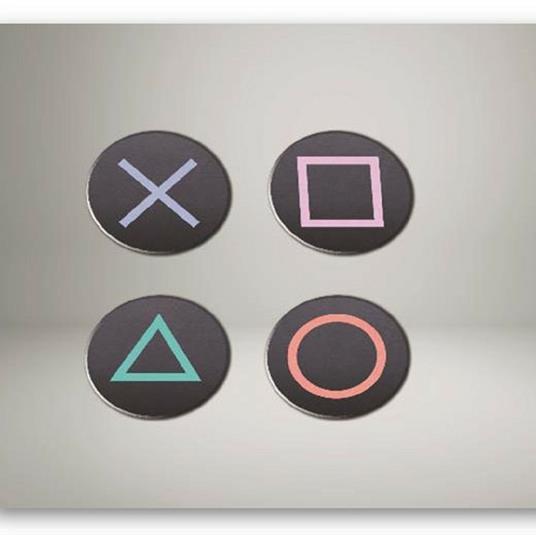 Set Sottobicchieri Playstation. Buttons Metal