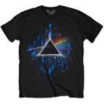 T-Shirt Unisex Pink Floyd. Dark Side Of The Moon Blue Splatter Special Edition Black. Taglia S