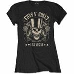 T-Shirt Donna Tg. L Guns N' Roses. Top Hat, Skull & Pistols Las Vegas