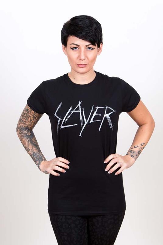 T-Shirt Donna Tg. 2XL Slayer. Scratchy Logo Black