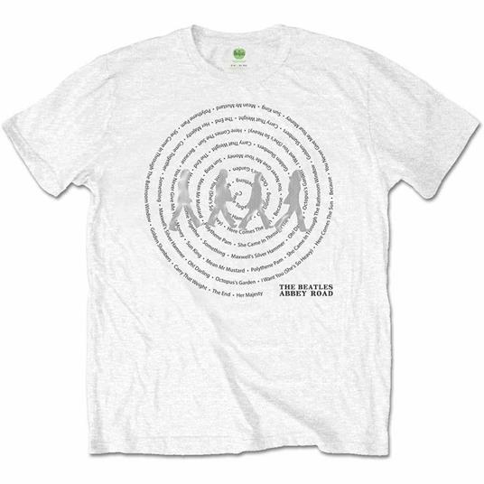 T-Shirt Unisex Tg. L  Beatles. Abbey Road Songs Swirl White
