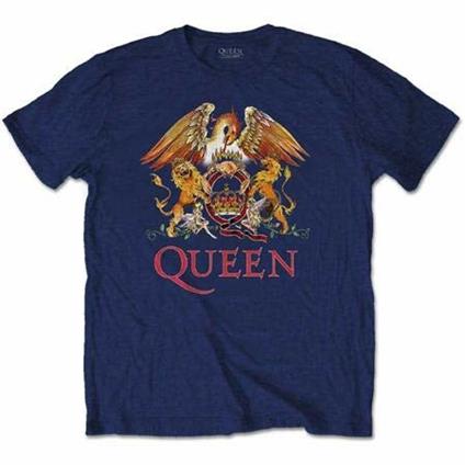 T-Shirt Unisex Tg. L. Queen: Classic Crest Blue