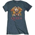 T-Shirt Donna Tg. L. Queen: Classic Crest Blue