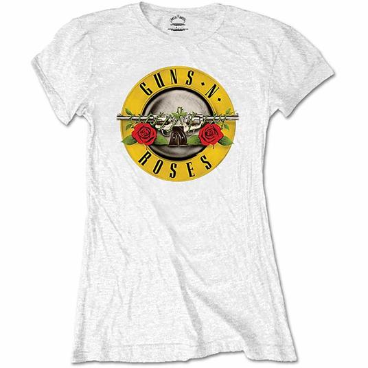 T-Shirt Donna Tg. L. Guns N Roses: Classic Logo White
