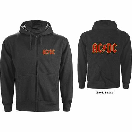 Felpa Con Cappuccio Unisex Tg. S Ac/Dc Zipped Logo