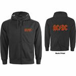 Felpa Con Cappuccio Unisex Tg. L Ac/Dc Zipped Logo