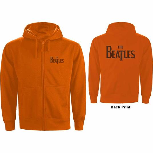 Felpa Con Cappuccio Unisex Tg. L Beatles: Drop T Logo Zipped Orange