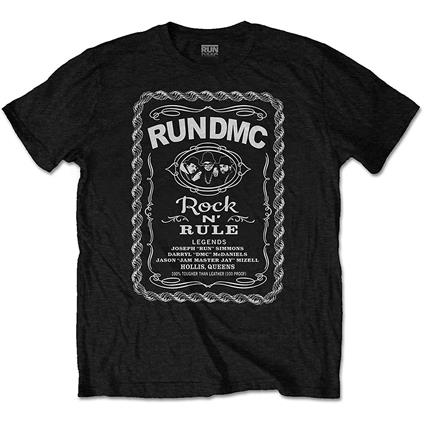 T-Shirt Unisex Tg. L. Run Dmc: Rock N Rule Whiskey Label