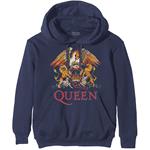 Felpa Con Cappuccio Unisex Tg. 2XL. Queen: Classic Crest Blue