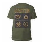 T-Shirt Unisex Tg. L. Led Zeppelin: Gold Symbols & Black Squares