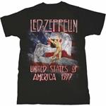 T-Shirt Unisex Tg. L. Led Zeppelin: Stars N Stripes Usa 77.